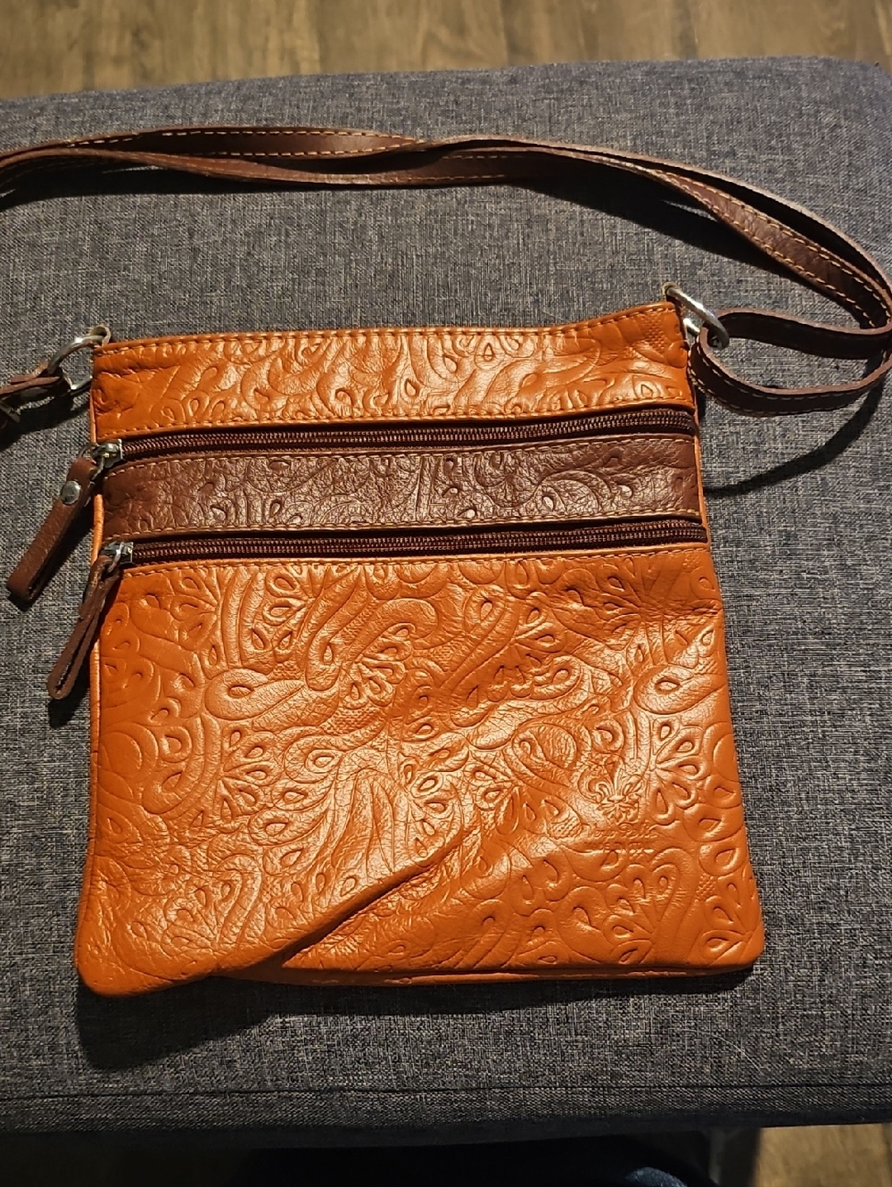 Borse In Pelle Embossed Leather Crossbody Bag Purse Terracotta Women Floral